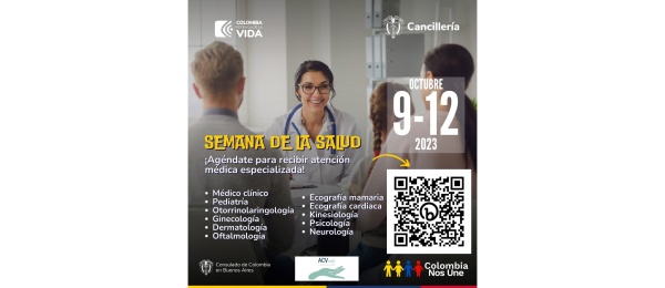 Agéndate para recibir atención médica especializada en la Semana de la Salud en el Consulado de Colombia en Buenos Aires, del 9 al 12 de octubre de 2023