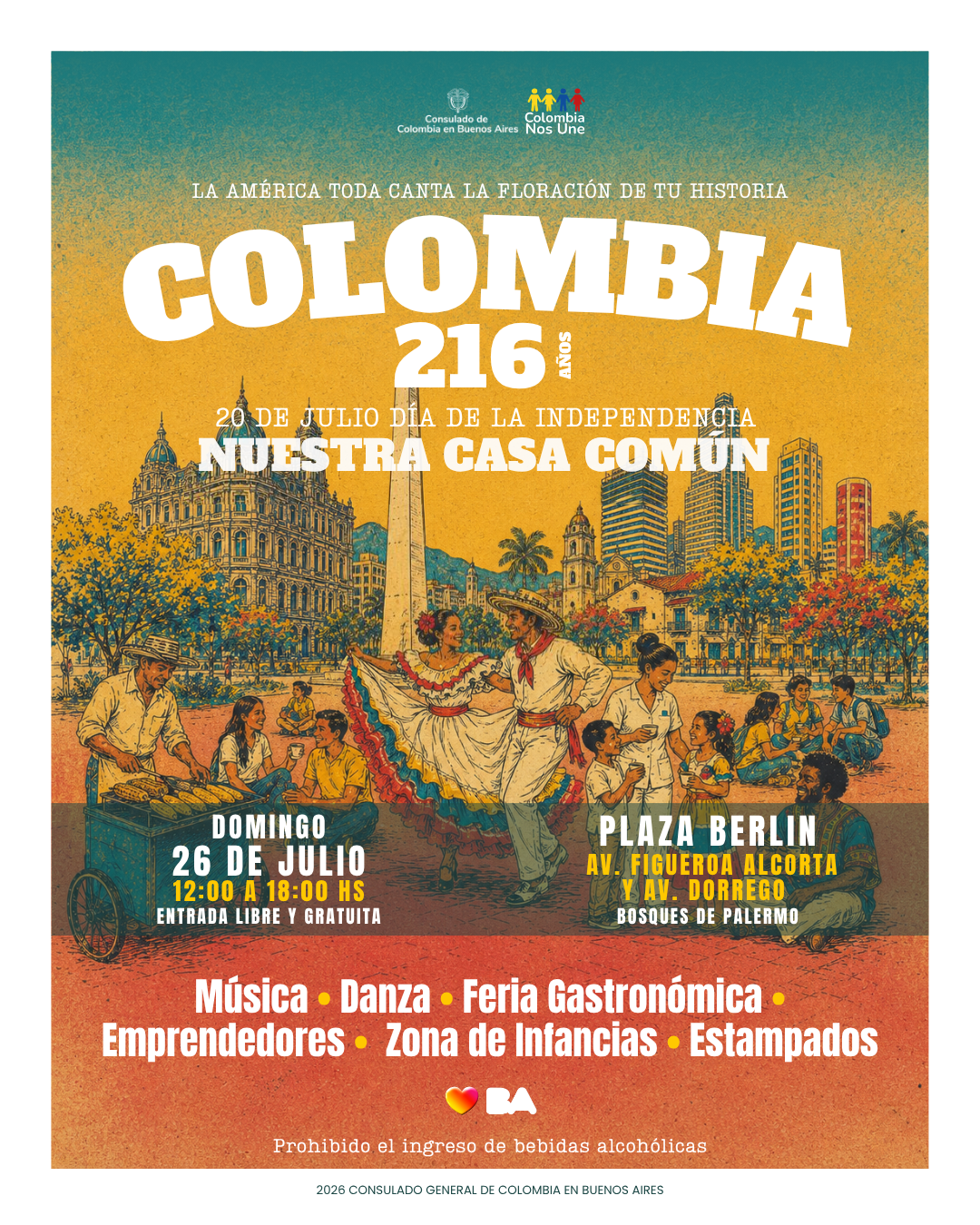 Invitación: Celebración del 216.º aniversario de la Independencia de Colombia en Buenos Aires