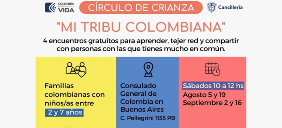 Consulado de Colombia en Buenos Aires invita a participar de los encuentros para las familias colombianas