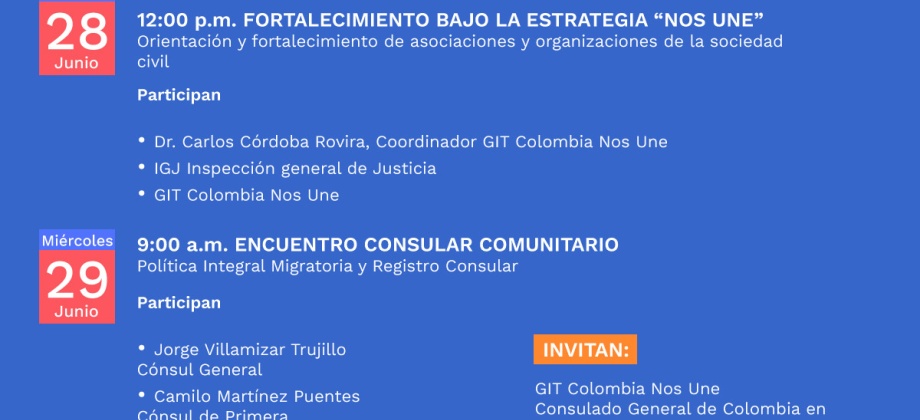 El Consulado en Buenos Aires fomenta el trabajo asociativo y la política integral migratoria para colombianos, con eventos los días 28 y 29 de junio de 2022
