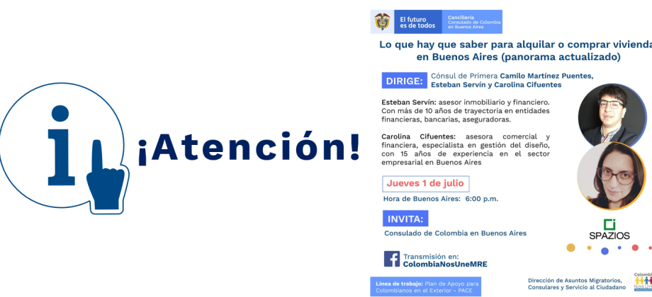 El Consulado de Colombia en Buenos Aires invita a la charla Lo que hay que saber para alquilar o comprar vivienda en Buenos Aires