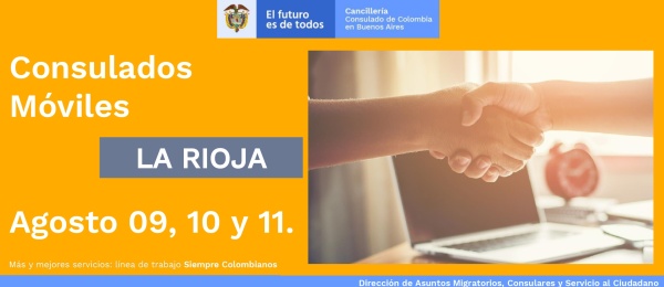 Consulado de Colombia en Buenos Aires realizará el Consulado Móvil en La Rioja del 9 al 11 de agosto