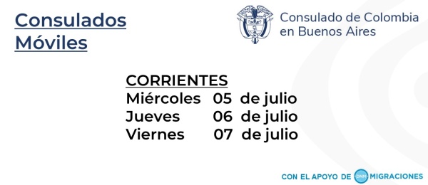 Consulado Móvil en Corrientes del 5 al 7 de julio de 2023