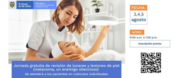 Consulado de Colombia en Buenos Aires invita a la Jornada gratuita de revisión de lunares y lesiones de piel el 3, 4 y 5 de agosto