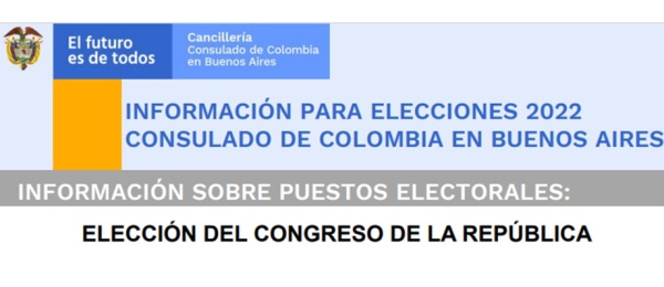 El Consulado de Colombia en Buenos Aires informa sobre los puestos electorales para las elecciones de Congreso