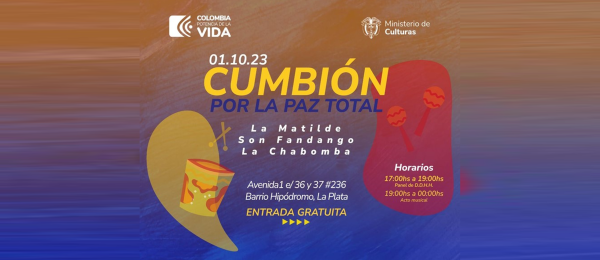 El Consulado de Colombia en Buenos Aires invita al "Cumbión por la Paz Total" en la ciudad de La Plata, el 1 de octubre de 2023