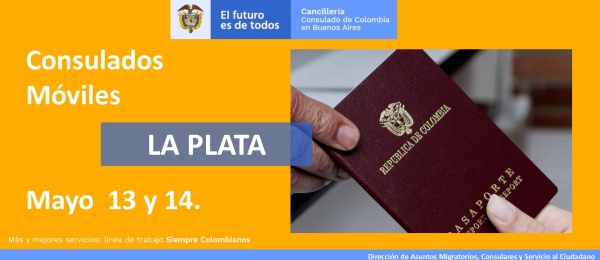 Consulado de Colombia en Buenos Aires realizará la jornada de Consulado Móvil en la Plata el 13 y 14 de mayo