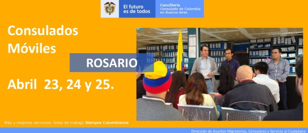 Consulado de Colombia en Buenos Aires realizará el Consulado Móvil en Rosario del 23 al 25 de abril de 2021
